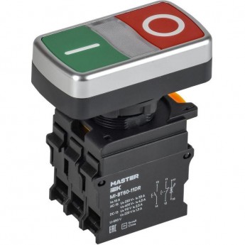 Кнопка "I-O" с подсветкой IEK MASTER MI-BT60-11DR-3-11-K51 d=22мм 1NO+1NC
