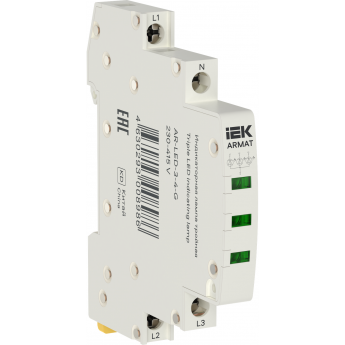 Лампа индикаторная тройная IEK ARMAT AR-LED-3-4-G LED 230-415В AC зеленый