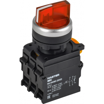 Переключатель с подсветкой на 3 положения IEK MASTER MI-SW60-20XD-4-14-3-K04 2NO красный
