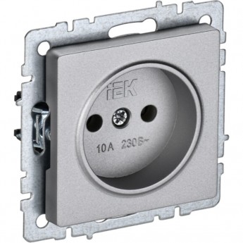 Розетка 1-местная без заземления без защитных шторок IEK BRITE 10А РС10-1-0-БрА алюминий - BR-R10-10-K47 Розетка 1-местная без заземления без защитных шторок IEK BRITE 10А РС10-1-0-БрА алюминий - BR-R10-10-K47