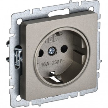 Розетка 1-местная с заземлением с защитными шторками IEK BRITE 16А РС14-1-0-БрШ шампань - BR-R14-16-K37 Розетка 1-местная с заземлением с защитными шторками IEK BRITE 16А РС14-1-0-БрШ шампань - BR-R14-16-K37
