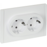 Розетка 2-местная IEK FORTEPIANO с заземлением, без защитных шторок, безвинтовое крепление, 16А FP224 белый FP-R21-16-1-K01