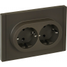 Розетка 2-местная IEK FORTEPIANO с заземлением, с защитными шторками, безвинтовое крепление, 16А FP323 серый FP-R24-16-1-K03