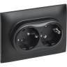 Розетка 2-местная IEK SKANDY SK-R08Bl с заземлением без защитных шторок 16А в сборе черный SK-R21-16-K02-F