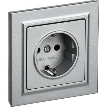 Розетка IEK BRITE РСР14-1-0-БрА 16А с заземлением и шторками, алюминий BR-R14-16-K47-F Розетка IEK BRITE РСР14-1-0-БрА 16А с заземлением и шторками, алюминий BR-R14-16-K47-F