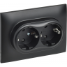Розетка IEK SKANDY SK-R07Bl 2-местная с заземлением с защитными шторками 16А в сборе черный SK-R24-16-K02-F