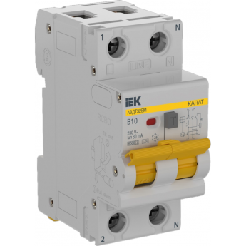 Выключатель автоматический дифференциального тока IEK KARAT KA-VD14-1-010-B-030-A B 10А 30мА тип A АВДТ32EM